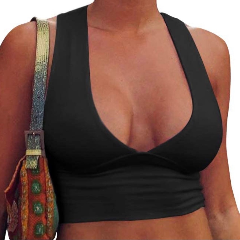 Black Low U neck tank top